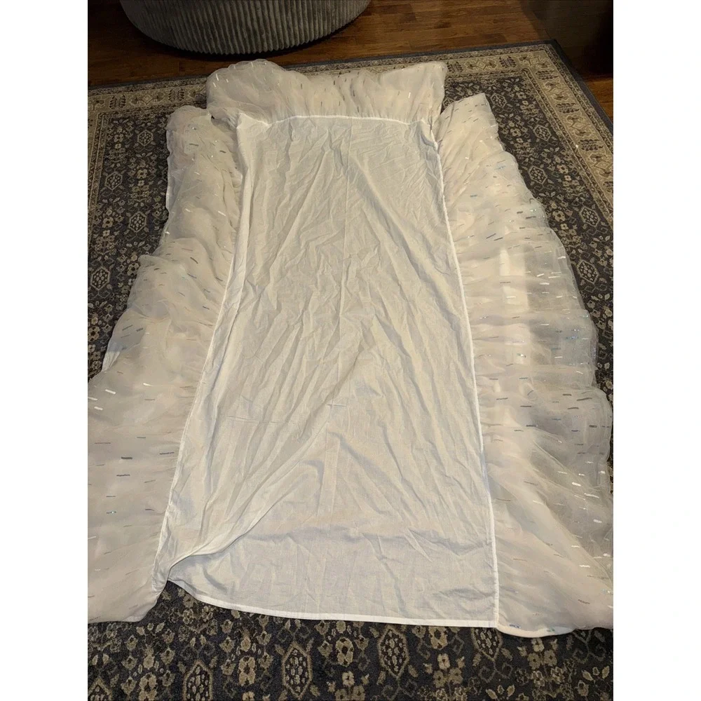 Pottery Barn Kids Monique Lhuillier 5 Layers Tulle Ivory Sequins Twin Bedskirt